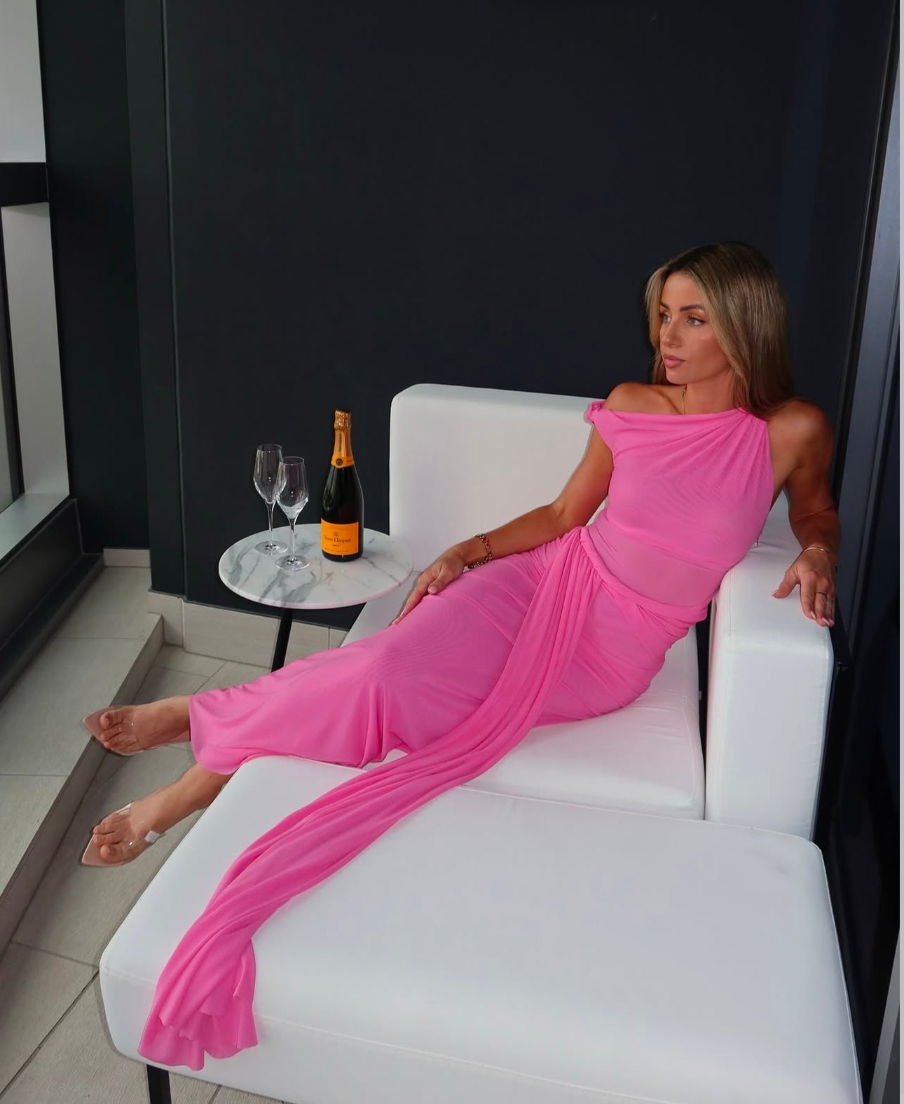 Misha 'Sisal' Mesh Maxi Dress in Orchid Pink